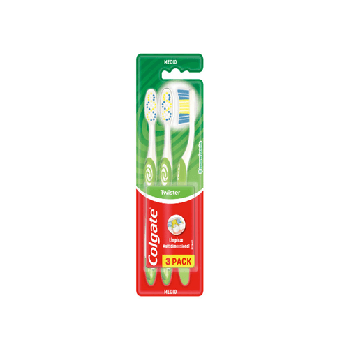 Cepillo De Dientes Colgate Twister Medio x 3 unid (Color Sujeto a Stock)