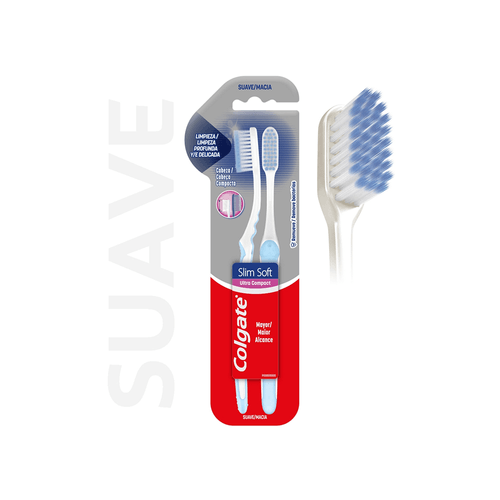 Cepillo De Dientes Colgate Slim Soft Blue Tip x 2 unid (Color Sujeto a Stock)