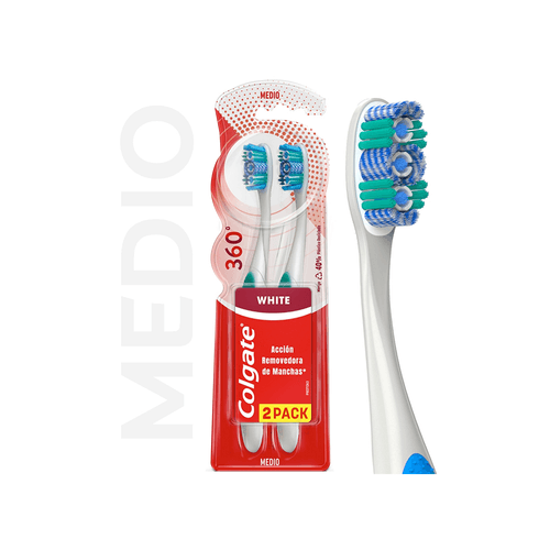 Cepillo De Dientes Colgate 360° Luminous White x 2 unid (Color Sujeto a Stock)