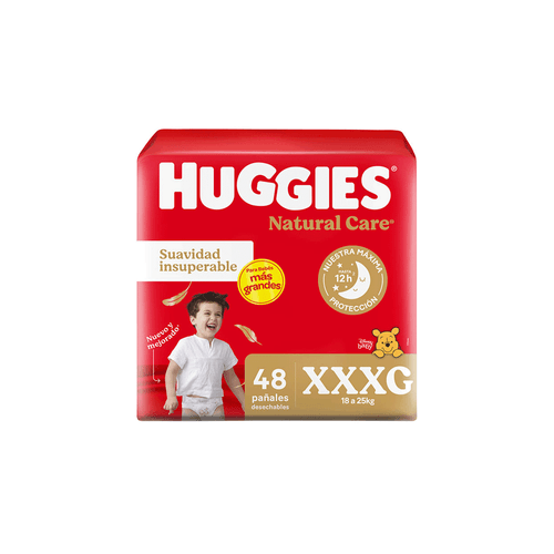 Pañales Huggies Natural Care Ahorra Pack Talle XXXG x 48 unid