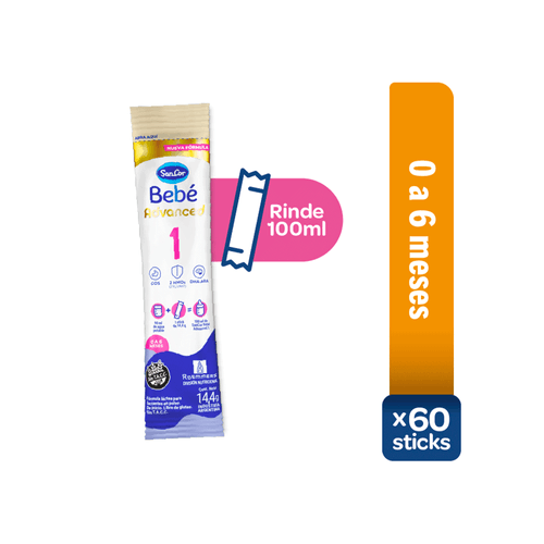 Sancor Bebe 1 Advanced Sticks x 60 unid x 14.4 gr