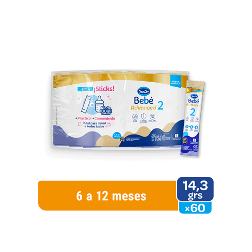 Sancor Bebe 2 Advanced Sticks Bolsa x 60 unid x 14.3 gr