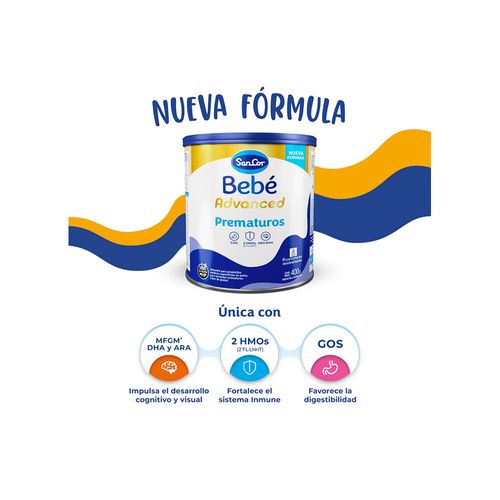 Leche Infantil SanCor Bebe Advanced Prematuros Lata x  400 gr