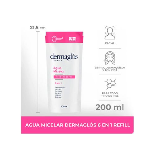 Agua Micelar Facial Dermaglos Refill x 200 ml