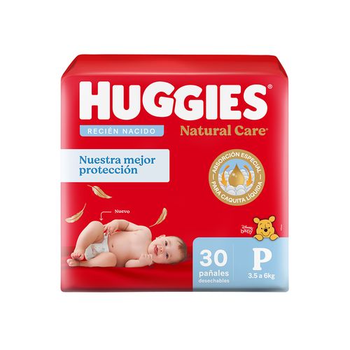 Pañal Huggies Natural Care Jumbo Pack Talle P x 30 unid
