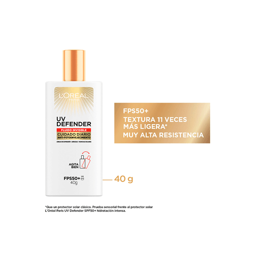 Protector Solar Uv Defender Fluido Invisible de L'Oreal Paris FPS50+