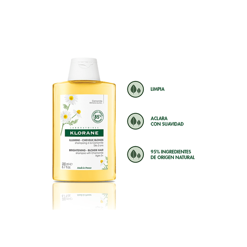 Shampoo Reflejos Rubios Klorane Camomila x 200 ml