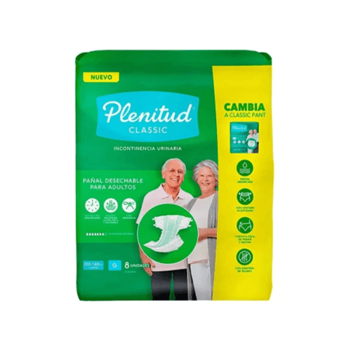 Pañal Plenitud Classic Grande x 8 unid