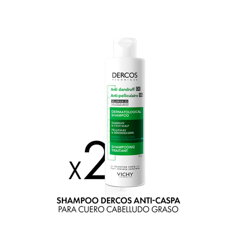 Combo Vichy Dercos Shampoo Anticaspa para Cabello Graso x 2 unid