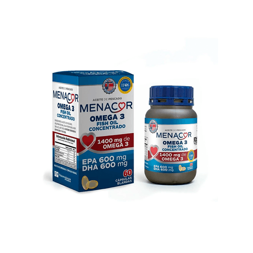 Suplemento Dietario Menacor Omega 3 Concentrado Capsulas Blandas x 60 caps
