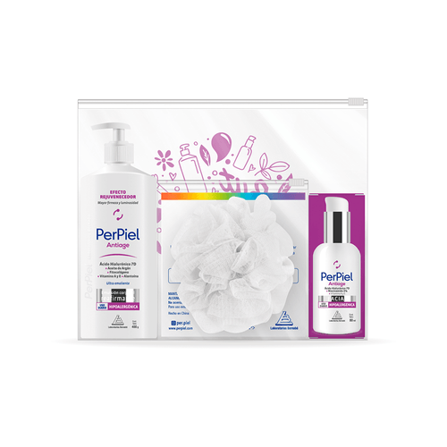 Combo Perpiel Duo Antiage Facial AE 80 ml + Corp AE 400 gr + Esponja