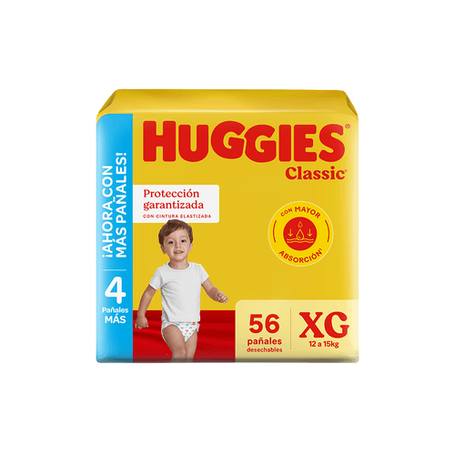 Pañales Huggies Classic XG x 56 unid