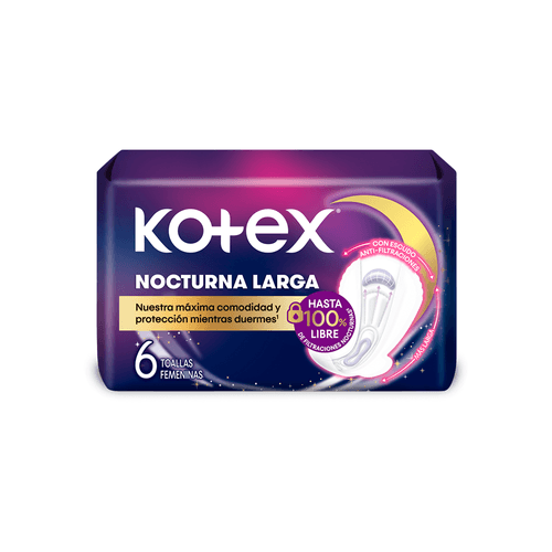 Toalla Femenina Kotex Nocturna 3D Larga x 6 unid